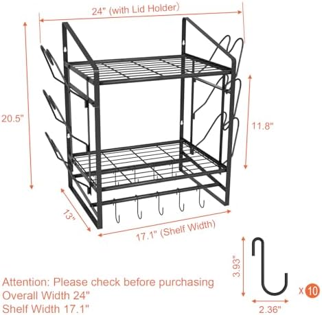 VyGrow 17 Inch Pot Rack Wall Mounted, 2 Tier Pots and Pans Organizer
