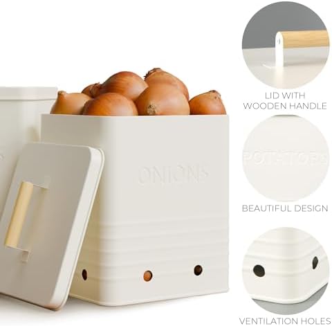 Potato and Onion Storage Container Set, Metal Bins