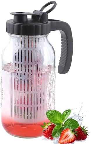 64 Oz Glass Mason Jar Water Pitcher With Infuser Half Gallon Mason Jug