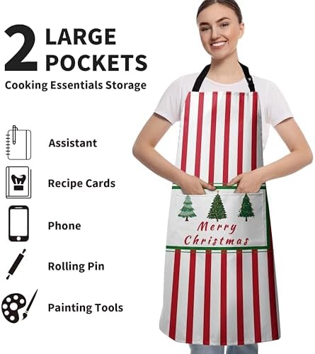Xmas Aprons for Adults Xmas Tree Cooking Apron with Adjustable Neck