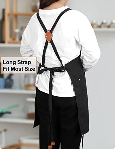 Apron for Women Men with Long Adjustable Cross Back Straps and Large