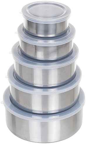 Classic Cuisine Stainless-Steel Bowls with Lids, 5-Piece-Set