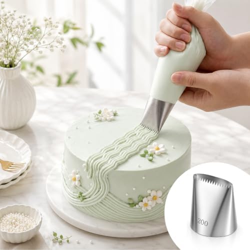 Extra Large Basketweave Piping Tips Set, Seamless, Cleaning Brushes
