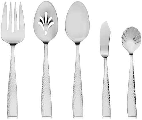 Hudson Essentials 65-Piece Hammered 18/10 Stainless Steel Silverware
