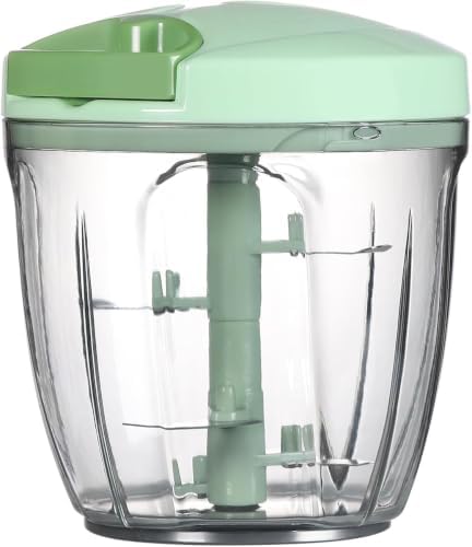 Manual Hand Pull Food Chopper with Whisk, 900ml, Green