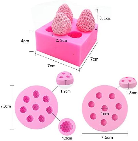 3Pcs/Set 3D Mini Strawberry, Raspberry & Blueberry Silicone Fondant