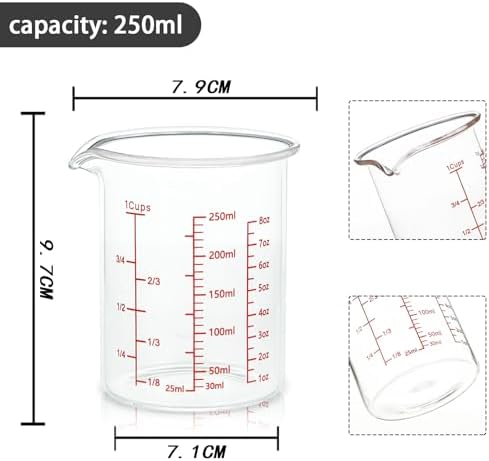 BCnmviku Glass Measuring Cup 8OZ/250ML/1 CUP High Borosilicate Heat