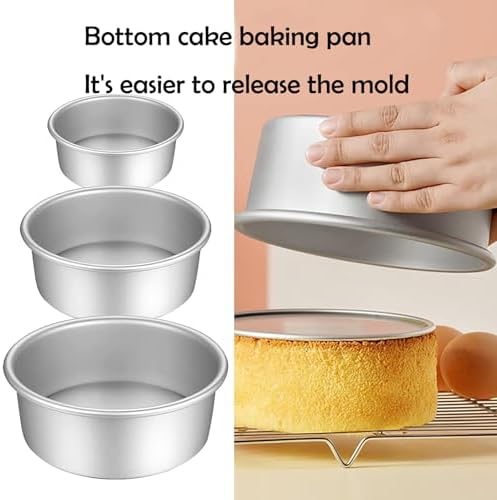 Toshimitsu Round Cake Pan Set, 3 Piece Removable Bottom Sitting Round