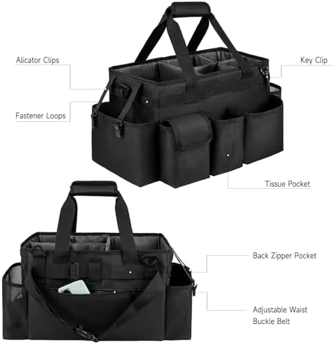 Large Cleaning Caddy Bag with Handle, Black