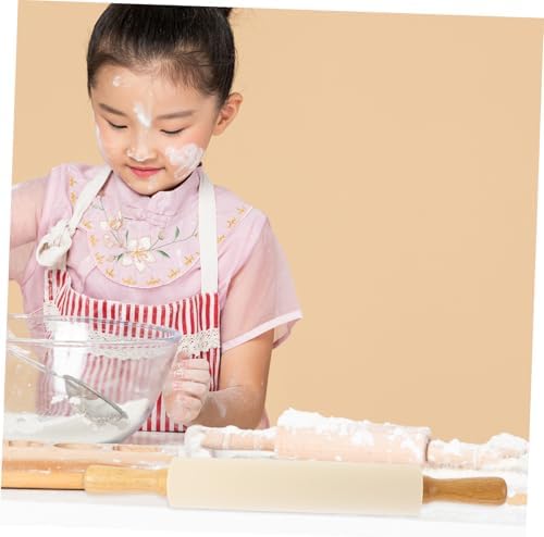 Xmas Silicone Dough Rolling Pin with Wood Handle for Baking