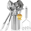 11-Piece Stainless Steel Cooking Utensil Set with Holder