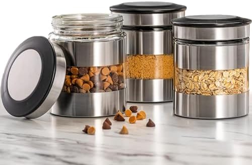 Le'raze Quality Stainless Steel Canister Set of 3 for Kitchen Counter