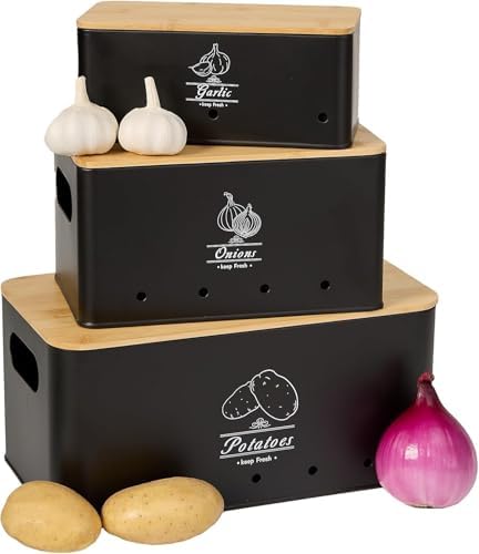 3 Pack Metal Vegetable Storage,Onion Storage,Potato Storage and Garlic
