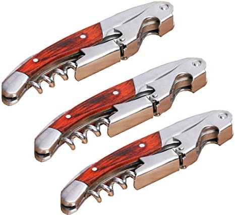 Waiter Corkscrew Wine Key for Bartenders Set of 3,With Long Rosewood