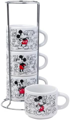 Silver Buffalo Disney Mickey Mouse Ceramic, Espresso Cup Stack, 4pk