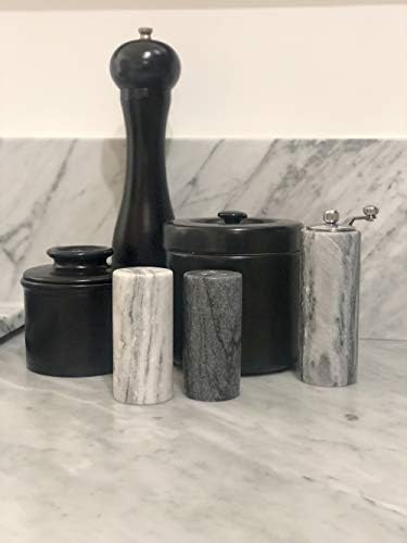 Fox Run White & Black Marble Salt & Pepper Shaker, Set 2 Spice Shakers