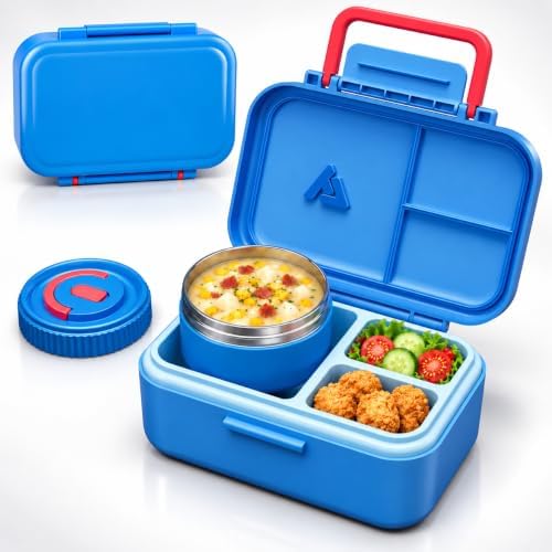 Bento Lunch Box 1283ML/ 43 oz with 391 ML/ 13 oz Food Jar, Ice Pack