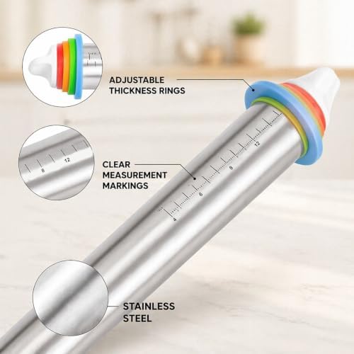 Baking Tools Set - Rolling Pin - Bench Scraper - Silicone Spatula