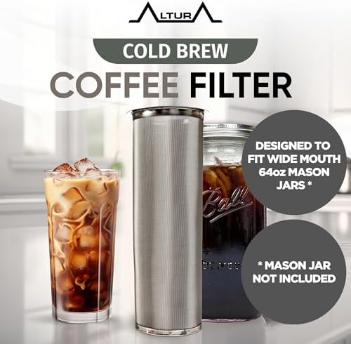 Altura The TUBE+ Cold Brew Coffee Maker and Tea Infuser for Wide Mouth