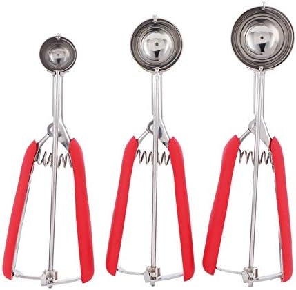 Ice Cream Scoop Set 3 Sizes Stainless Steel Trigger