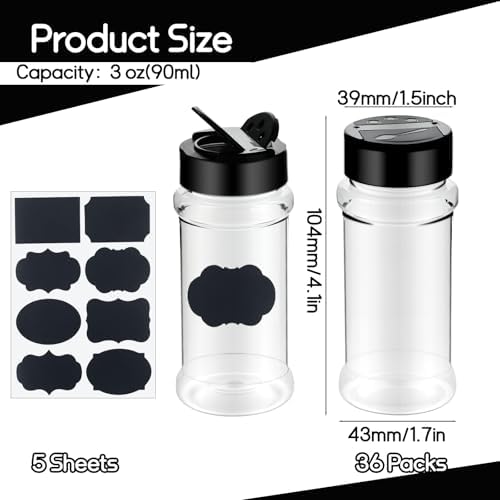 Ysglory 36 Pack 3 Oz Spice Jars Seasoning Containers Bottles with