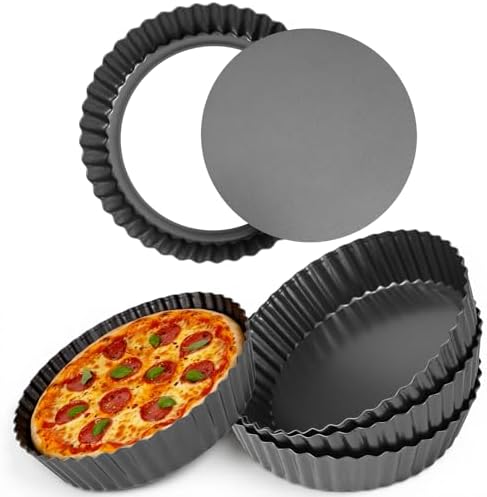3 PCS Pie Pan with Removable Bottom 9.5 Inch Non Stick Carbon Steel