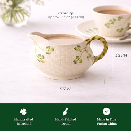 Belleek Classic Shamrock Cream Jug | 5.2x3in Parian China | Made in