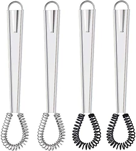Boao 4 Pcs Mini Whisk Small Egg Beater Stainless Steel
