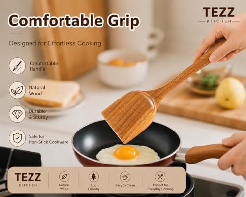 5 pcs Wooden Spoons For Cooking, Wood kitchen Spatula Utensils set