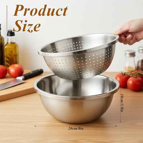 Colander Stainless Steel 3 QT with Bowls, Strainer for Kitchen