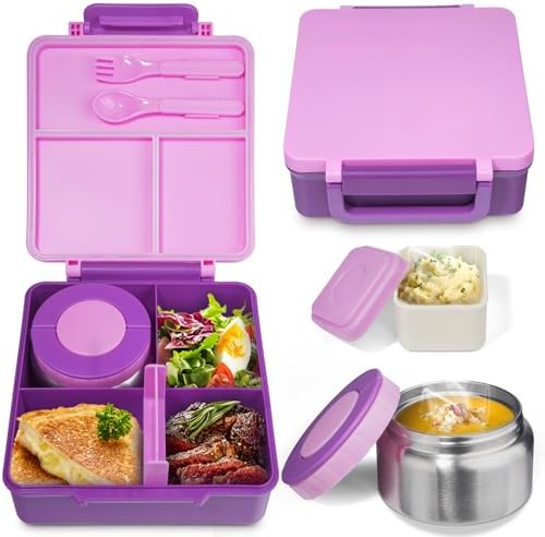 SOHIDA Bento Box with 10oz Soup Thermo: Kids Leakproof Lunch Box with