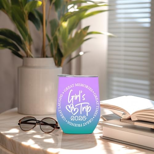 4 Pcs Girls Trip Wine Tumbler With Lid, Girls Trip Gifts Favors
