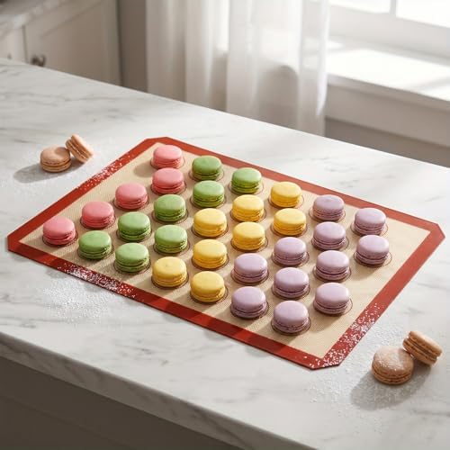 4 Pcs Macaron Silicone Baking Mats, Reusable Silicone Baking Mat