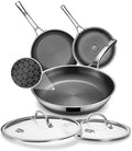 Pans set Nonstick,8/10/12-Inch Stainless Steel Skillet,Frying Pan with Lid