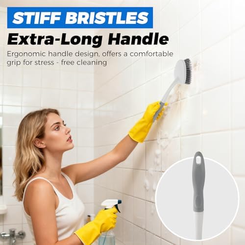 3 Pack Heavy Duty Scrub Brush Set with Scraper Head