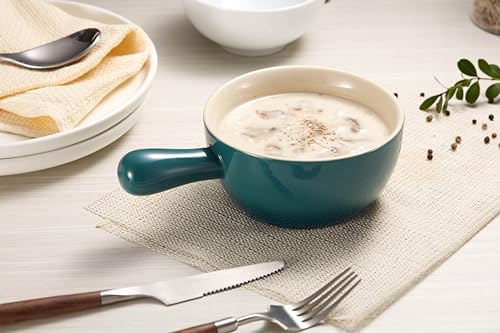 Kook French Onion Soup Crocks, Stackable Ceramic Bowls with Handles