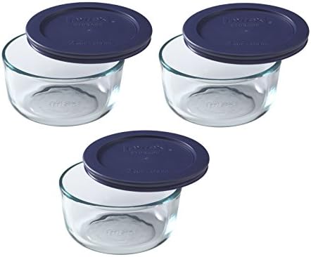 Pyrex 7200 2-Cup Glass Bowl with Lid, 3-Pack