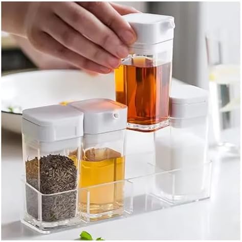 3PCS-Household Kitchen Seasoning Box Jar Transparent Oil Salt Pepper