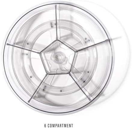 BINO Plastic Round Turntable Organizer with 6 Compartments - Clear
