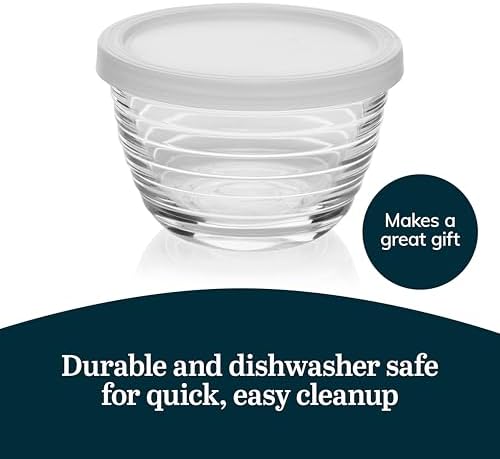 Libbey Small Glass Bowls with Lids, Set of 8
