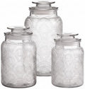 Style Setter Clear Glass Kitchen Canister Set, Retro Design 3PC