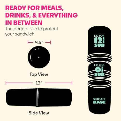 SubSafe 3-Piece Sub Sandwich Container, Charcoal Grey