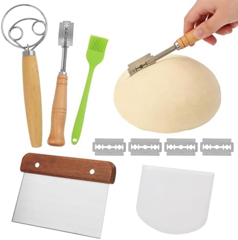 Danish Dough Whisk Set, Dough Hook, Bread Lame, Bench Scraper