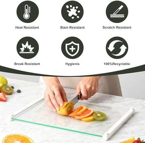 LANGBOHOS Glass Cutting Boards for Kitchen(12x16" & 12x8")