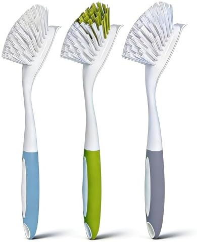Dish Scrub Brushes with Handles, 3 Pack