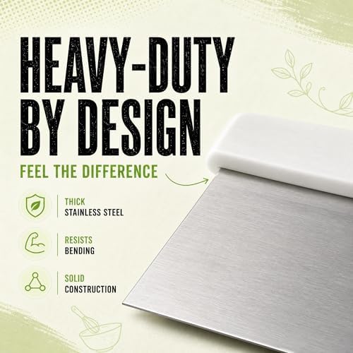 Stainless Steel Dough Cutter and Bench Scraper with White Plastic