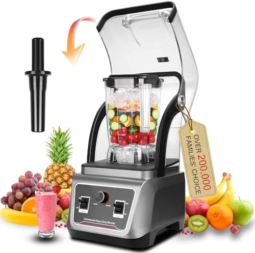 Commercial Blender with Soundproof Shield, 70 Oz, 2200W