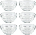 Set of 6 Mini Clear Glass Bowls, Stackable Small Glass Dipping Dishes