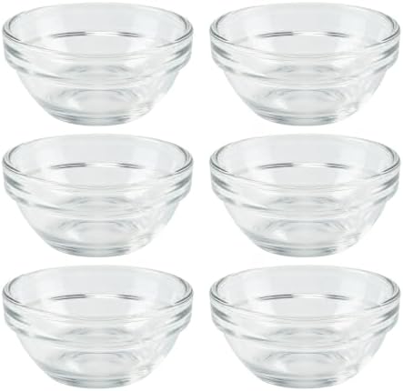 Set of 6 Mini Clear Glass Bowls, Stackable Small Glass Dipping Dishes