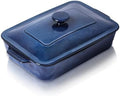 vicrays Ceramic Casserole Dish with Lid, 4.2 Quart Deep Baking Pan